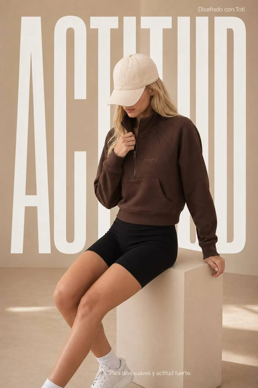 Polerón café Missifus de la colección de ropa deportiva